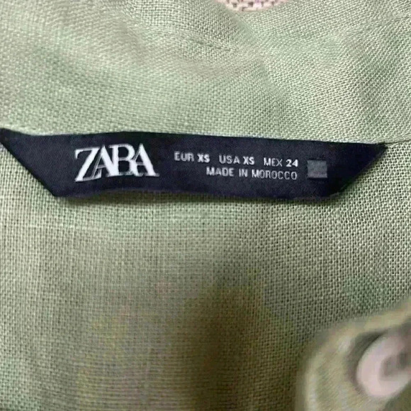 Zara Oversized Green Linen Blend Button Down - Picture 5 of 5
